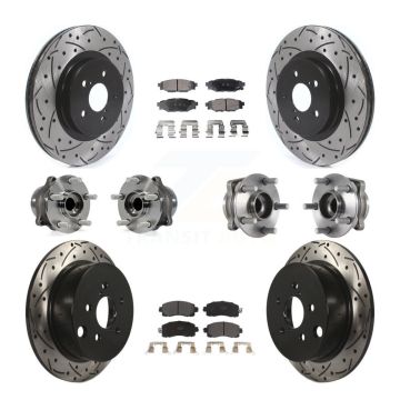 Front Rear Hub Bearing Coated Brake Rotor And Pad Kit (10Pc) For Subaru Crosstrek Impreza KBB-114501