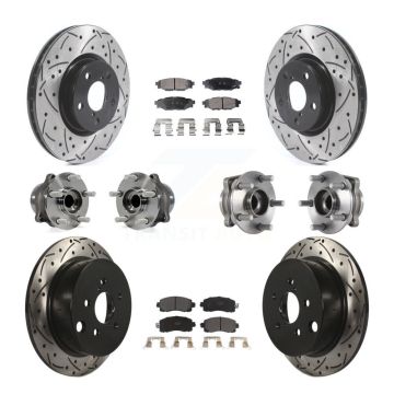 Front Rear Hub Bearings Coated Disc Brake Rotors And Pads Kit (10Pc) For Subaru Impreza KBB-114502