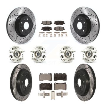 Front Rear Hub Bearings Coated Disc Brake Rotors And Pads Kit (10Pc) For Cadillac CTS KBB-114511