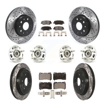 Front Rear Hub Bearings Coated Disc Brake Rotors And Pads Kit (10Pc) For Cadillac CTS KBB-114512