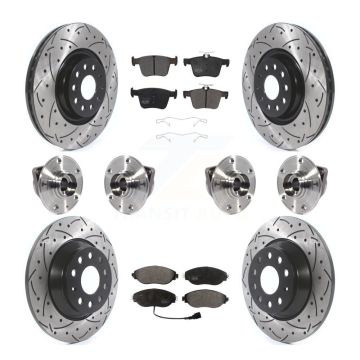 Front Rear Hub Bearing Coated Brake Rotor Pads Kit (10Pc) For 18-22 Volkswagen Tiguan AWD KBB-114513