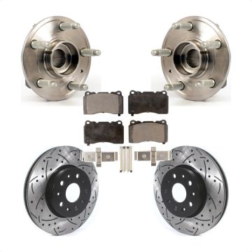 Front Hub Bearing Drill Slot Brake Rotor Pad Kit For 14 Cadillac CTS With Brembo Calipers KBB-114518