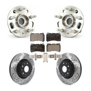 Front Hub Bearing Drill Slot Brake Rotor Pad Kit For Cadillac CTS With 18" Factory Wheels KBB-114523