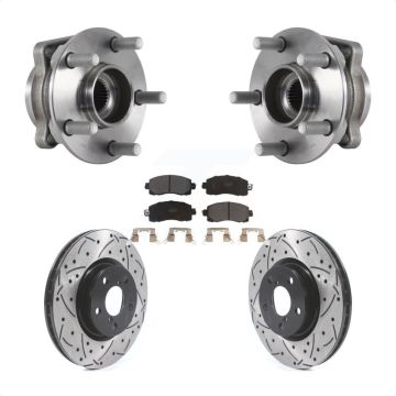 Front Hub Bearing Assembly Coated Drilled Slotted Brake Rotor Pads Kit For Subaru Impreza KBB-114535