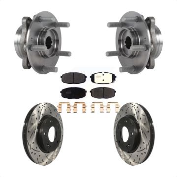 Front Hub Bearing Drill Slot Brake Rotor Pads Kit For Kia Forte Hyundai Elantra GT Forte5 KBB-114536