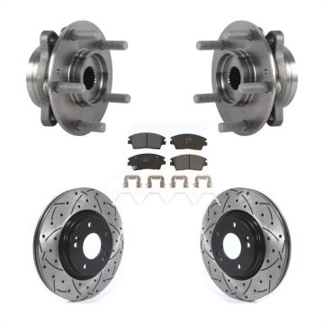 Front Hub Bearing Coat Drill Slot Brake Rotor Pads Kit For 2017-2020 Hyundai Elantra 1.6L KBB-114537