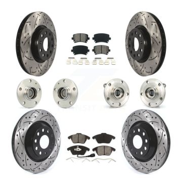 Front Rear Hub Bearing Coat Brake Rotor Pad Kit (10Pc) For 09-10 Volkswagen Passat CC FWD KBB-114539