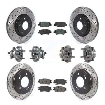 Front Rear Hub Bearing Coat Brake Rotor Pad Kit (10Pc) For 2017-2020 Hyundai Elantra 1.6L KBB-114542