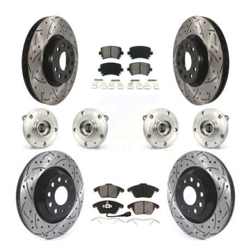 Front Rear Hub Bearing Coat Brake Rotor Pad Kit (10Pc) For 09-10 Volkswagen Passat CC AWD KBB-114544