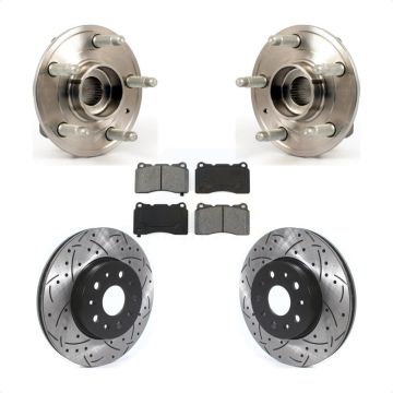 Front Hub Bearing Drill Slot Brake Rotor Pad Kit For 14 Cadillac CTS With Brembo Calipers KBB-114548