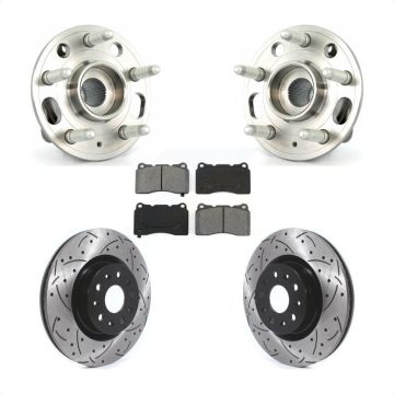 Front Hub Bearing Drill Slot Brake Rotor Pad Kit For Cadillac CTS With 18" Factory Wheels KBB-114551
