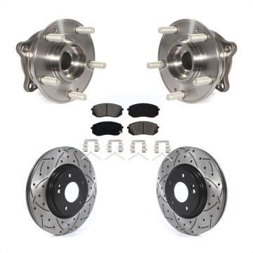 Front Hub Bearing Assembly Drilled Slot Brake Rotor Pad Kit For Hyundai Sonata Kia Optima KBB-114556