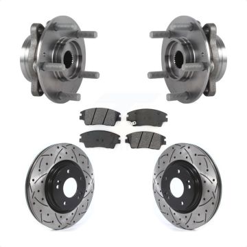Front Hub Bearing Coat Drill Slot Brake Rotor Pads Kit For 2017-2020 Hyundai Elantra 1.6L KBB-114560