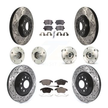 Front Rear Hub Bearing Coat Brake Rotor Pad Kit (10Pc) For 09-10 Volkswagen Passat CC FWD KBB-114562