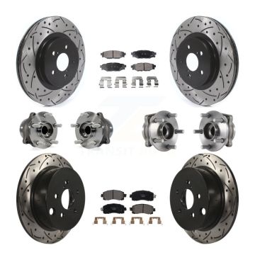 Front Rear Hub Bearing Coated Brake Rotor And Pad Kit (10Pc) For Subaru Crosstrek Impreza KBB-114567