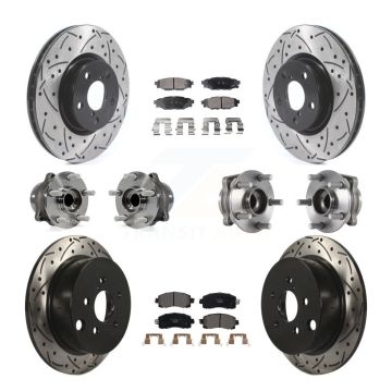 Front Rear Hub Bearings Coated Disc Brake Rotors And Pads Kit (10Pc) For Subaru Impreza KBB-114568