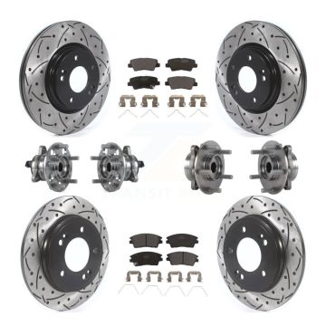 Front Rear Hub Bearing Coat Brake Rotor Pad Kit (10Pc) For 2017-2020 Hyundai Elantra 1.6L KBB-114571
