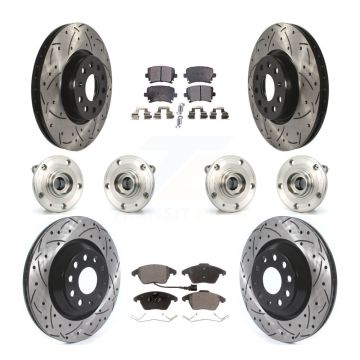 Front Rear Hub Bearing Coat Brake Rotor Pad Kit (10Pc) For 09-10 Volkswagen Passat CC AWD KBB-114573