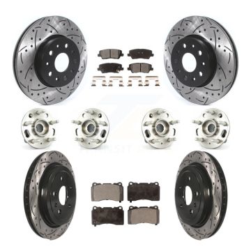 Front Rear Hub Bearings Coated Disc Brake Rotors And Pads Kit (10Pc) For Cadillac CTS KBB-114578