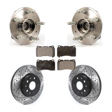 Front Hub Bearing Drill Slot Brake Rotor Pad Kit For 14 Cadillac CTS With Brembo Calipers KBB-114585