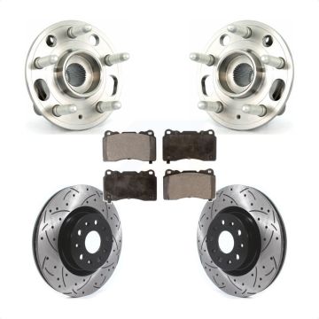 Front Hub Bearing Drill Slot Brake Rotor Pad Kit For Cadillac CTS With 18" Factory Wheels KBB-114590