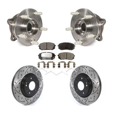 Front Hub Bearing Assembly Drilled Slot Brake Rotor Pad Kit For Hyundai Sonata Kia Optima KBB-114596