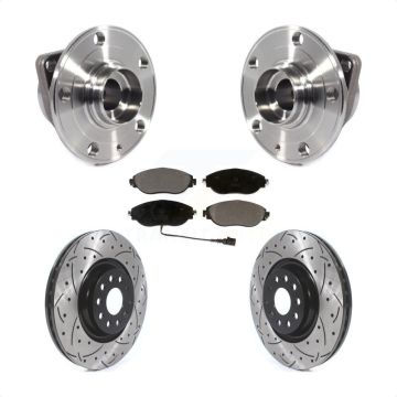 Front Hub Bearing Drill Slot Brake Rotor Pads Kit For Volkswagen Tiguan Jetta Audi Q3 GTI KBB-114598