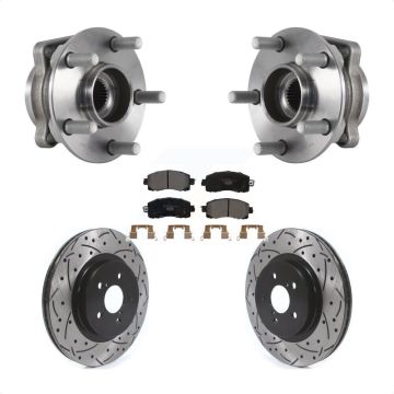 Front Hub Bearing Assembly Drilled Slot Brake Rotor Pads Kit For Subaru Crosstrek Impreza KBB-114601