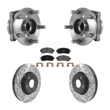 Front Hub Bearing Assembly Coated Drilled Slotted Brake Rotor Pads Kit For Subaru Impreza KBB-114602