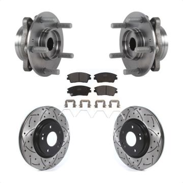 Front Hub Bearing Coat Drill Slot Brake Rotor Pads Kit For 2017-2020 Hyundai Elantra 1.6L KBB-114603