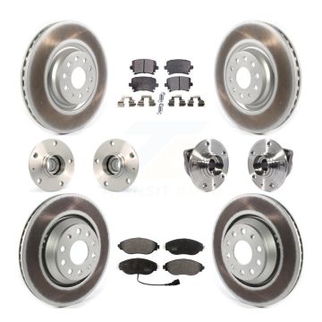 Front Rear Hub Bearings Coated Disc Brake Rotors And Pads Kit (10Pc) For Volkswagen GTI KBB-114612