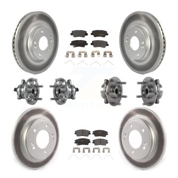 Front Rear Hub Bearing Coat Brake Rotor Pad Kit (10Pc) For 2017-2020 Hyundai Elantra 1.6L KBB-114625