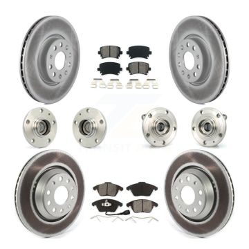 Front Rear Hub Bearing Coat Brake Rotor Pad Kit (10Pc) For 09-10 Volkswagen Passat CC FWD KBB-114665