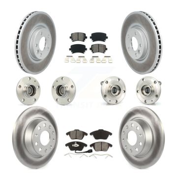 Front Rear Hub Bearings Coated Disc Brake Rotors And Pads Kit (10Pc) For Volkswagen CC KBB-114666