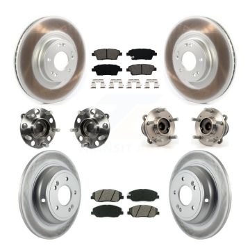 Front Rear Hub Bearing Coated Brake Rotor & Pads Kit (10Pc) For 2012 Hyundai Genesis 3.8L KBB-114674