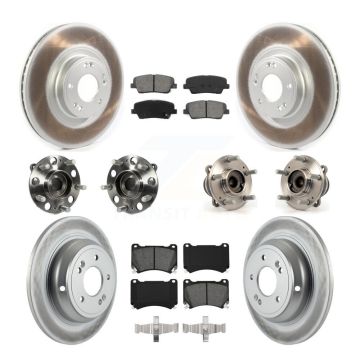 Front Rear Hub Bearing Coated Disc Brake Rotor & Pads Kit (10Pc) For Hyundai Genesis 4.6L KBB-114675