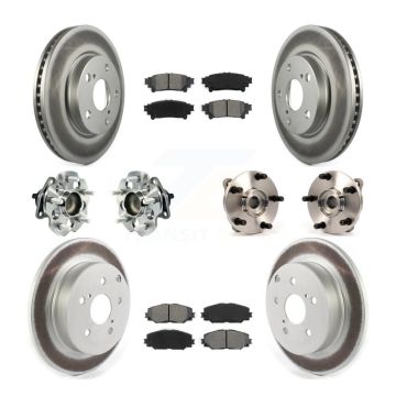 Front Rear Hub Bearing Coated Brake Rotor And Pad Kit (10Pc) For 2012-2018 Toyota Prius V KBB-114678
