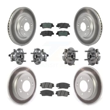Front Rear Hub Bearing Coat Brake Rotor Pad Kit (10Pc) For 2017-2020 Hyundai Elantra 1.6L KBB-114683