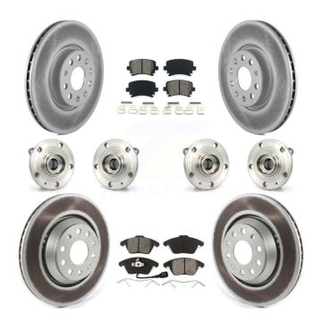 Front Rear Hub Bearing Coat Brake Rotor Pad Kit (10Pc) For 09-10 Volkswagen Passat CC AWD KBB-114685
