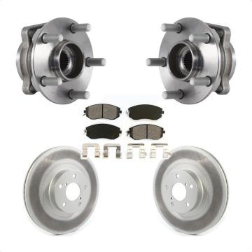 Front Hub Bearing Assembly Coated Brake Rotor & Pads Kit For Subaru Forester Crosstrek XV KBB-114711