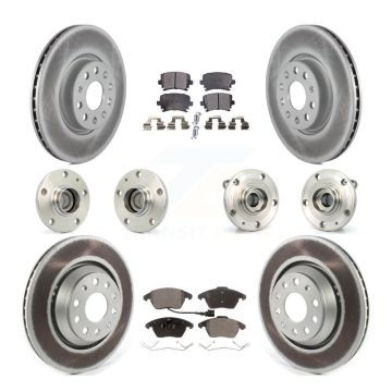 Front Rear Hub Bearing Coat Brake Rotor Pad Kit (10Pc) For 09-10 Volkswagen Passat CC FWD KBB-114717