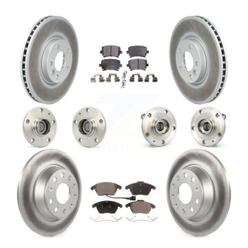 Front Rear Hub Bearings Coated Disc Brake Rotors And Pads Kit (10Pc) For Volkswagen CC KBB-114718