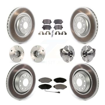 Front Rear Hub Bearings Coated Disc Brake Rotors And Pads Kit (10Pc) For Volkswagen GTI KBB-114722