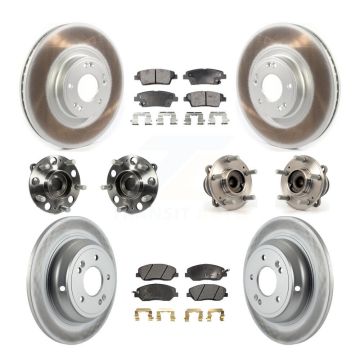 Front Rear Hub Bearing Coated Brake Rotor & Pads Kit (10Pc) For 2012 Hyundai Genesis 3.8L KBB-114730