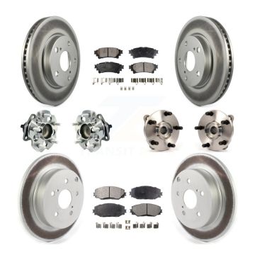 Front Rear Hub Bearing Coated Brake Rotor And Pad Kit (10Pc) For 2012-2018 Toyota Prius V KBB-114735