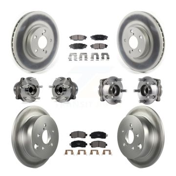 Front Rear Hub Bearings Coated Disc Brake Rotors And Pads Kit (10Pc) For Subaru Impreza KBB-114740