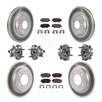 Front Rear Hub Bearing Coat Brake Rotor Pad Kit (10Pc) For 2017-2020 Hyundai Elantra 1.6L KBB-114744