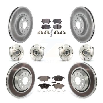 Front Rear Hub Bearing Coat Brake Rotor Pad Kit (10Pc) For 09-10 Volkswagen Passat CC AWD KBB-114746