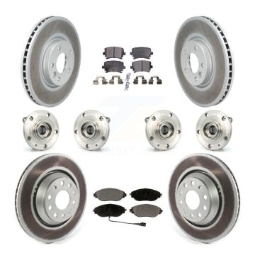 Front Rear Hub Bearing Coated Disc Brake Rotors And Pads Kit (10Pc) For Volkswagen CC AWD KBB-114748