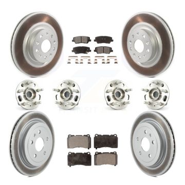 Front Rear Hub Bearings Coated Disc Brake Rotors And Pads Kit (10Pc) For Cadillac CTS KBB-114756